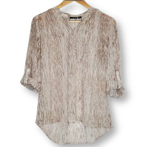 A.n.a. Printed Blouse 3/4 Sleeves Tan Size Small